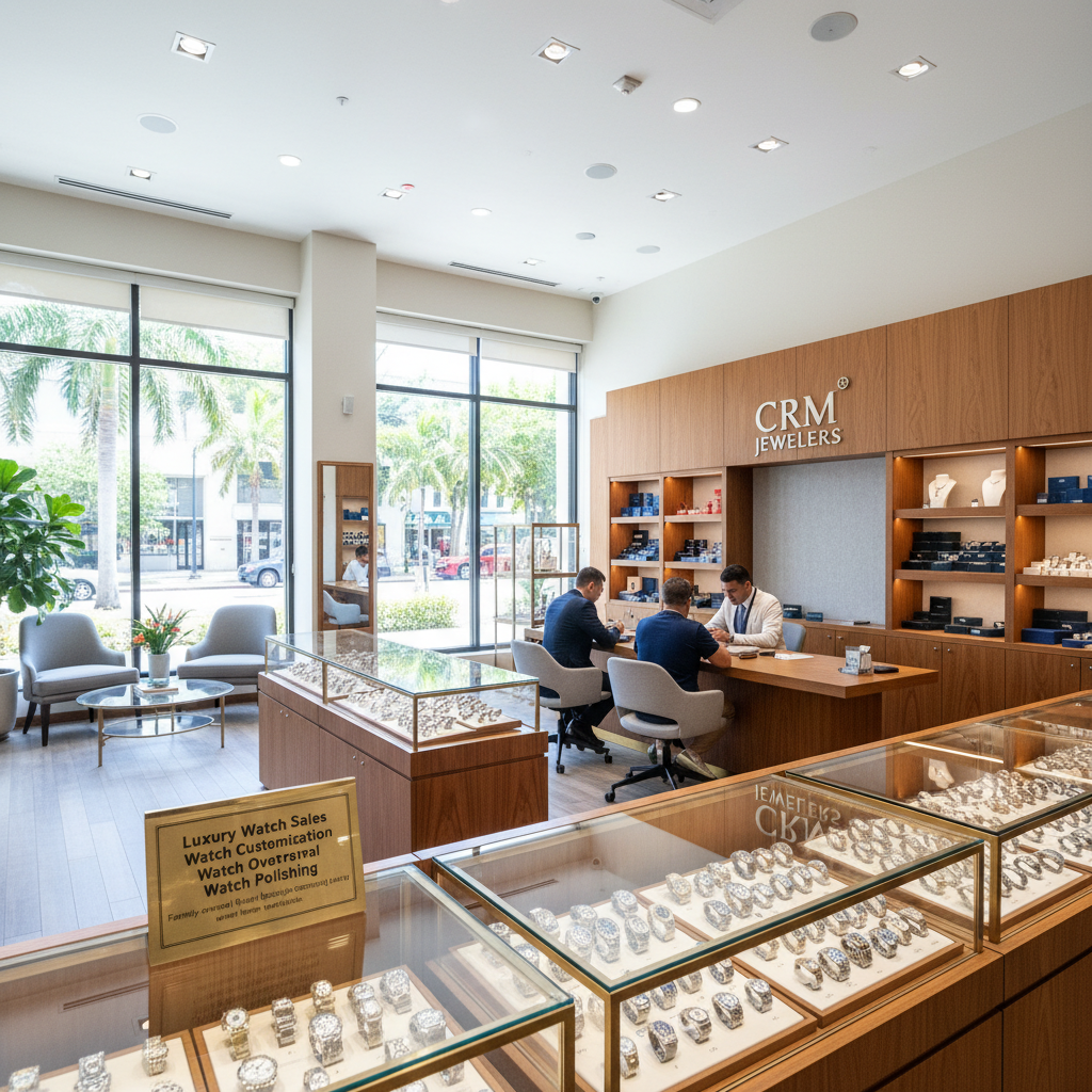 CRM Jewelers Miami boutique luxury watch display